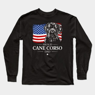 Proud Cane Corso Dad American Flag patriotic gift dog Long Sleeve T-Shirt